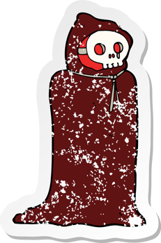 retro distressed sticker of a cartoon spooky halloween costume png