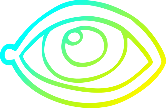 cold gradient line drawing of a cartoon eye staring png
