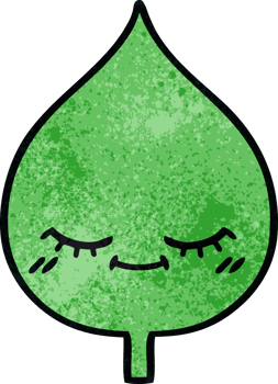 retro grunge texture cartoon of a expressional leaf png