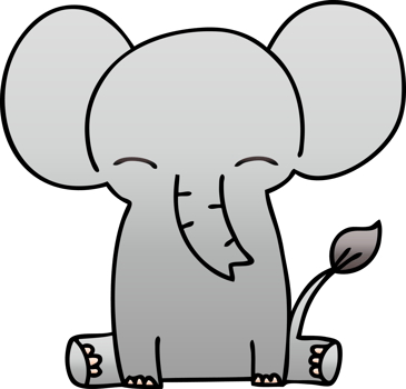 gradient shaded quirky cartoon elephant png