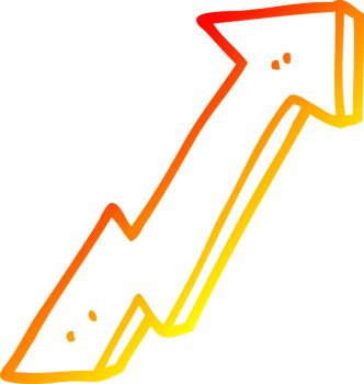 warm gradient line drawing of a cartoon positive growth arrow png