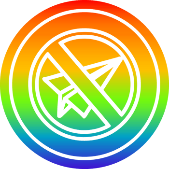 paper plane ban circular icon with rainbow gradient finish png