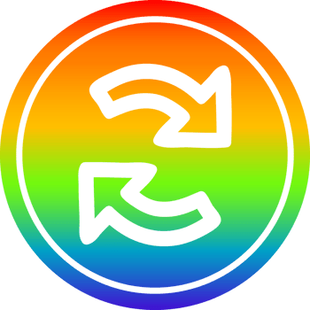 recycling arrow circular icon with rainbow gradient finish png