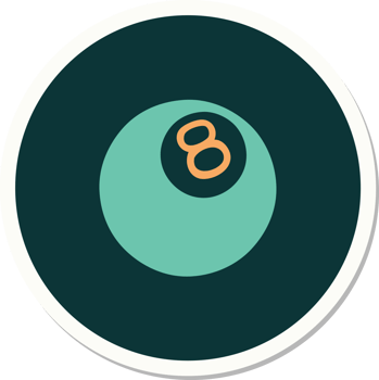 sticker of tattoo in traditional style of 8 ball png