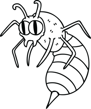 line drawing quirky cartoon wasp png