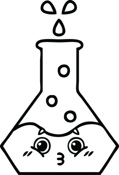 line drawing cartoon of a science beaker png