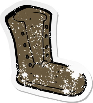 retro distressed sticker of a cartoon old boot png