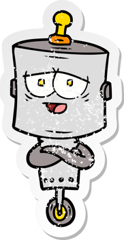 distressed sticker of a cartoon robot png