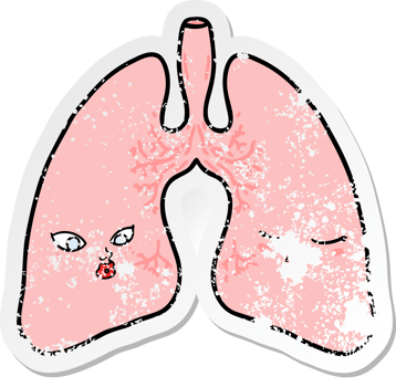 distressed sticker of a cartoon lungs png