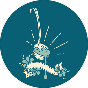 icon of a tattoo style ladle of gravy png