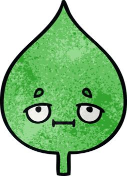 retro grunge texture cartoon of a expressional leaf png