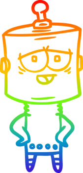 rainbow gradient line drawing of a cartoon robot png