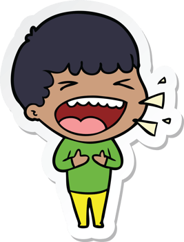 sticker of a cartoon laughing man png