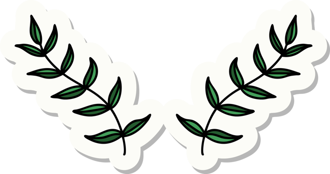 sticker of tattoo in traditional style of leaves png