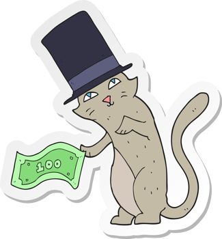 sticker of a cartoon rich cat png