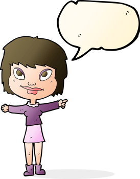 cartoon woman pointing with speech bubble png