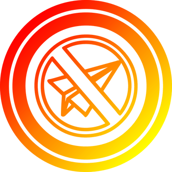 paper plane ban circular icon with warm gradient finish png