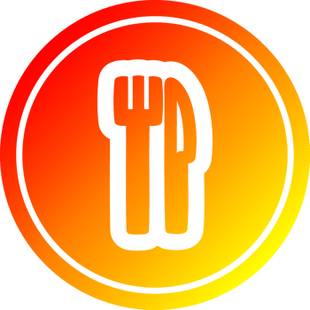 knife and fork circular icon with warm gradient finish png