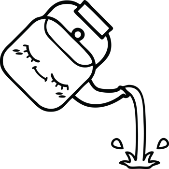 line drawing cartoon of a pouring kettle png