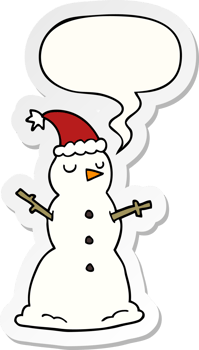 cartoon snowman with speech bubble sticker png