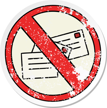 distressed sticker of a cute cartoon no post sign png