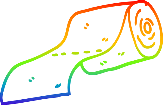 rainbow gradient line drawing of a cartoon toilet roll png