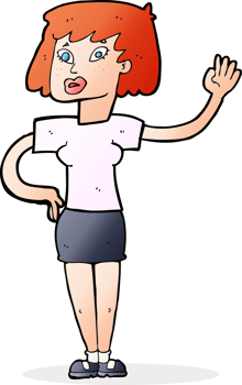 cartoon woman waving png