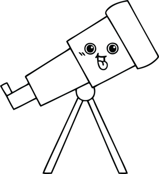 line drawing cartoon of a telescope png