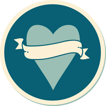 sticker of tattoo in traditional style of a heart and banner png