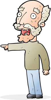 cartoon scared old man pointing png
