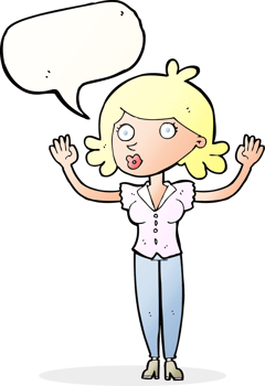 cartoon woman surrendering with speech bubble png