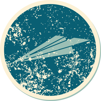 iconic distressed sticker tattoo style image of a paper airplane png