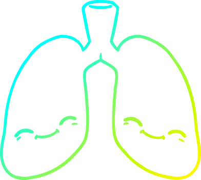 cold gradient line drawing of a cartoon lungs png