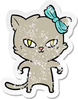 distressed sticker of a cute cartoon cat png