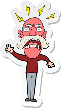 sticker of a cartoon furious old man png