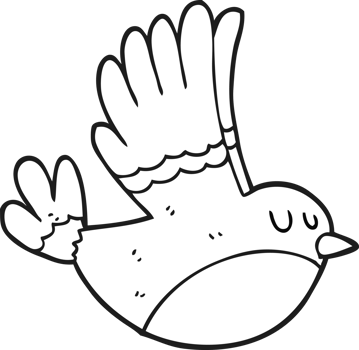 black and white cartoon flying bird png