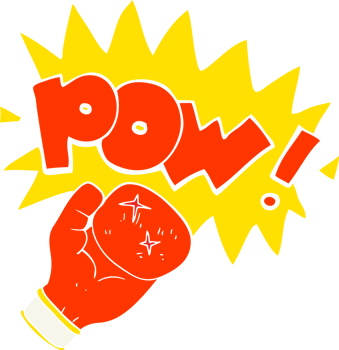 flat color illustration of a cartoon boxing glove punching png