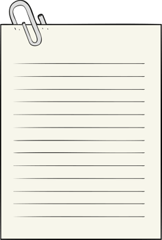 cartoon lined paper with paperclip png