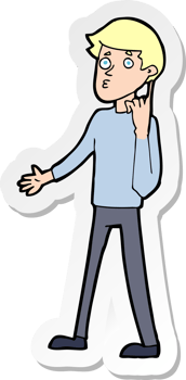 sticker of a cartoon man asking question png