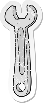 retro distressed sticker of a cartoon spanner png