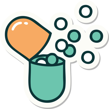 sticker of a burst open medical capsule pill png
