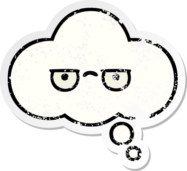 distressed sticker of a cute cartoon thought bubble png