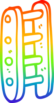 rainbow gradient line drawing of a cartoon tall ladder png