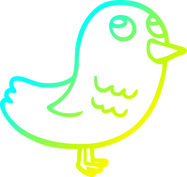 cold gradient line drawing of a cartoon garden bird png