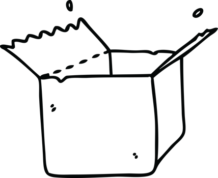 line drawing quirky cartoon open box png