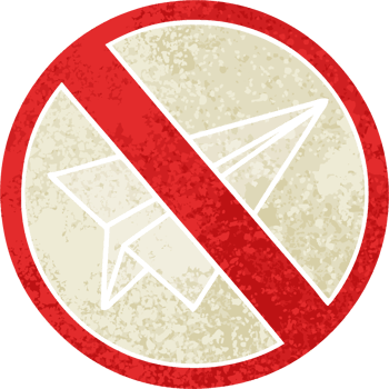 retro illustration style cartoon of a no paper aeroplanes allowed png