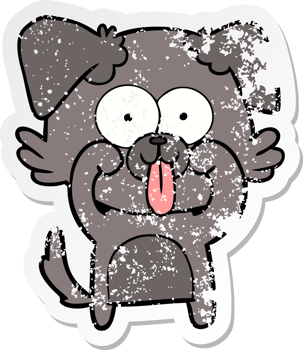 distressed sticker of a cartoon dog with tongue sticking out png