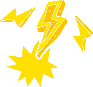 flat color illustration of a cartoon lightning bolt doodle png