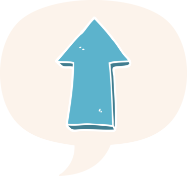 cartoon arrow with speech bubble in retro style png