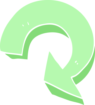 flat color illustration of a cartoon recycling arrow png